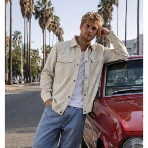 NWT Marc Asher Men's Lined Collared Shirt‎ Shacket Trucker Jacket Size S